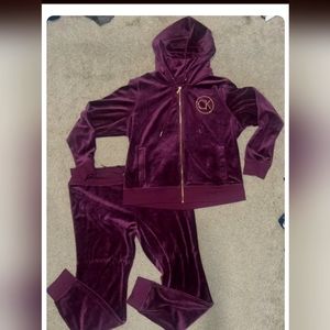 Calvin Klein Y2K Maroon Velvet Tracksuit XL